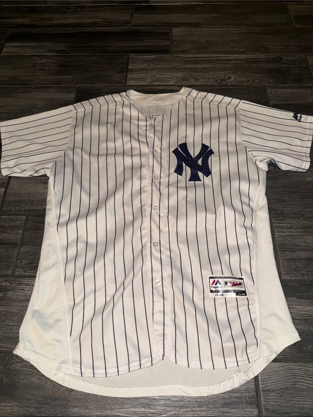 Derek jester majestic xl Pinstripe Baseball Jersey New York Yankees 40 - Picture 6 of 9